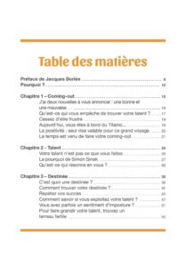 Vous Etes Fantastique de Jean-Charles Della Faille - Table des matières 